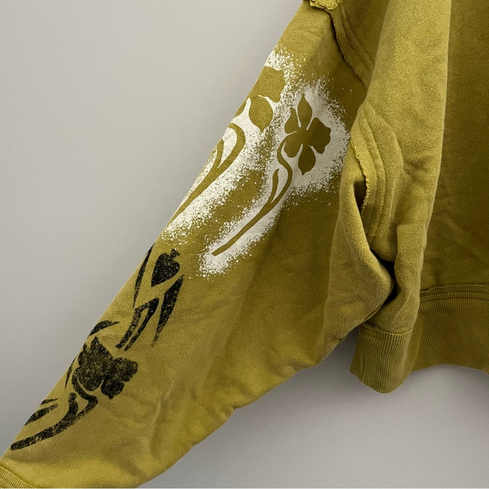Free People We The Free Love Again Hoodie Cropped Top in Avocado Oil - Picture 10 of 10